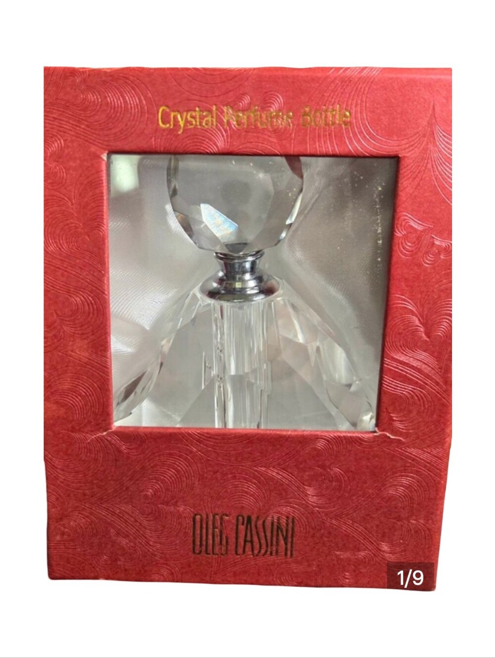 Oleg Cassini Vintage Crystal Heart Perfume Bottle NIB